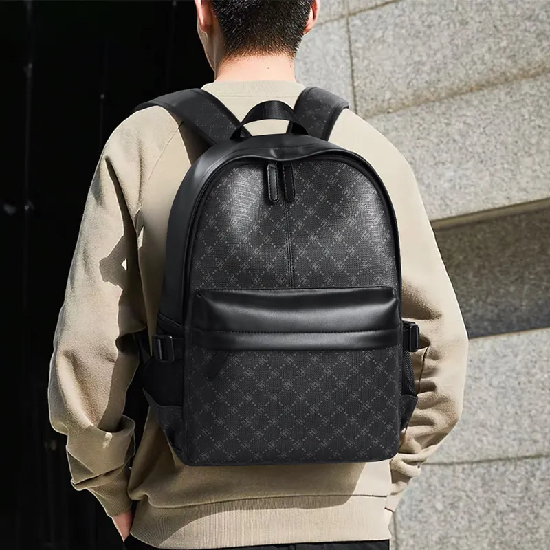 MEXICAN PVC Polyvinyl Chloride Laptop Bag Backpack Men's Black-1