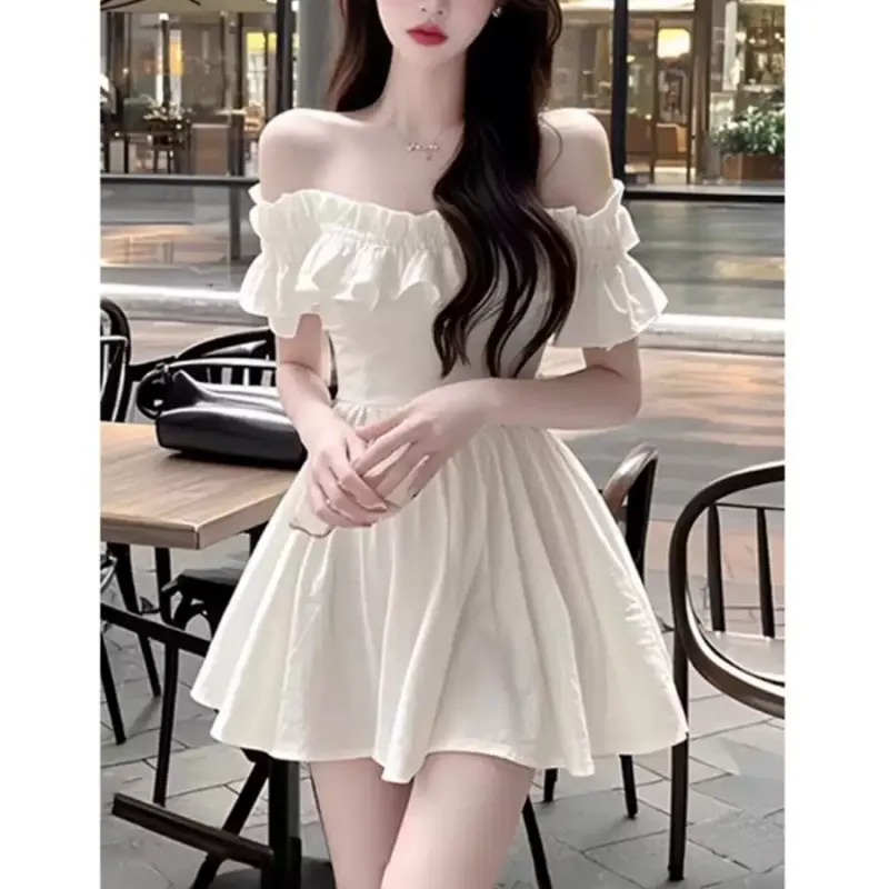 Mu Xiao Xin Short Sleeved Dress Women's White-4