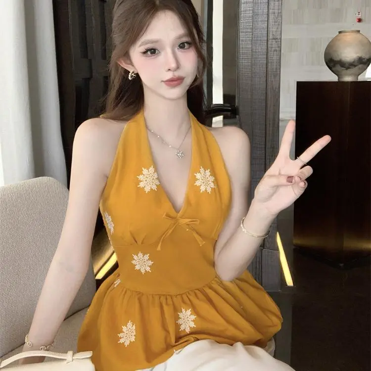 Mu Xiao Xin Camisoles Women's Yellow-4