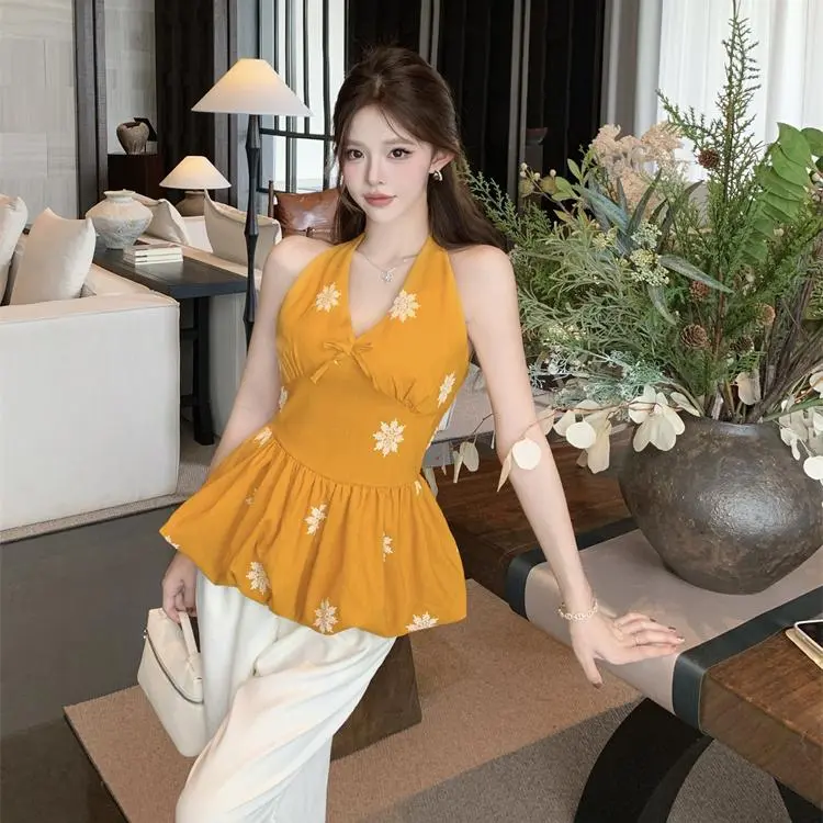 Mu Xiao Xin Camisoles Women's Yellow-6