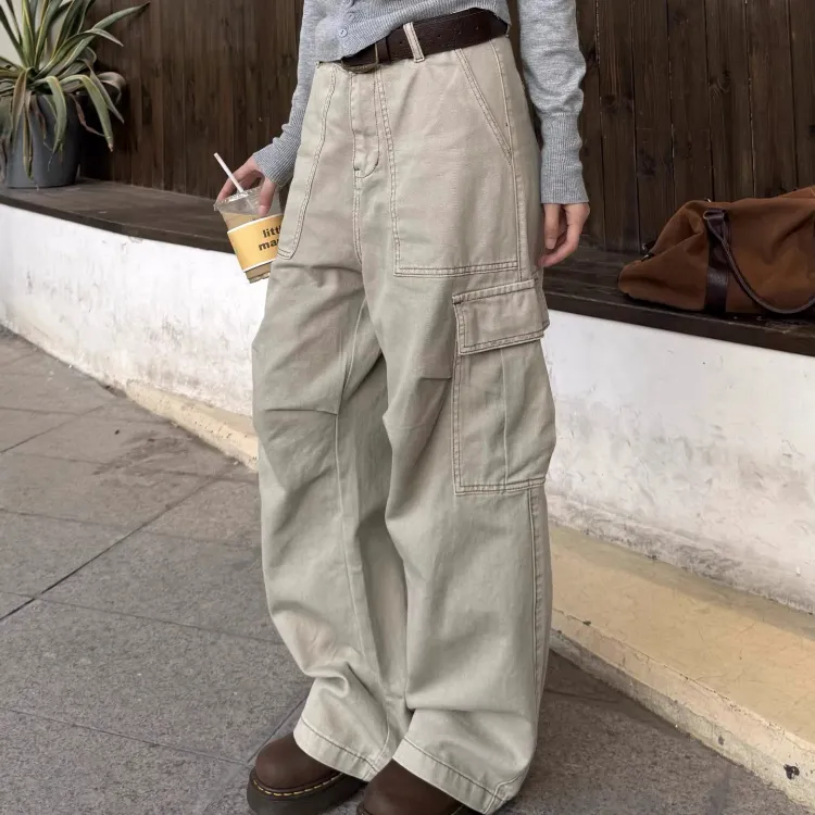 PLUSONEONE+ Cargo Pants Women's Apricot-2