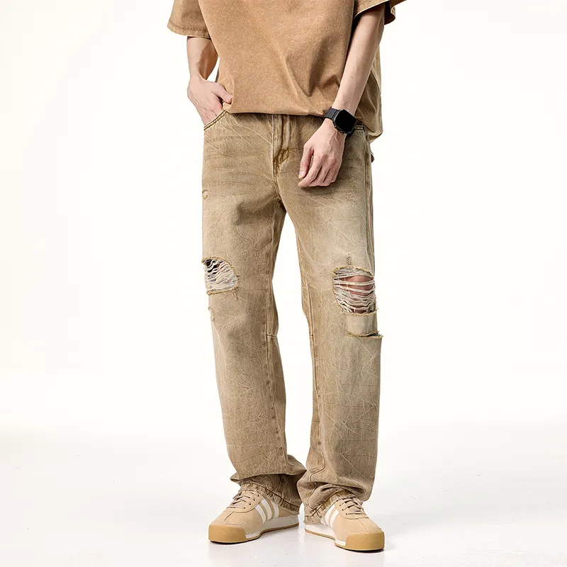 BUYDAUL Jeans Unisex Moth Yellow-1