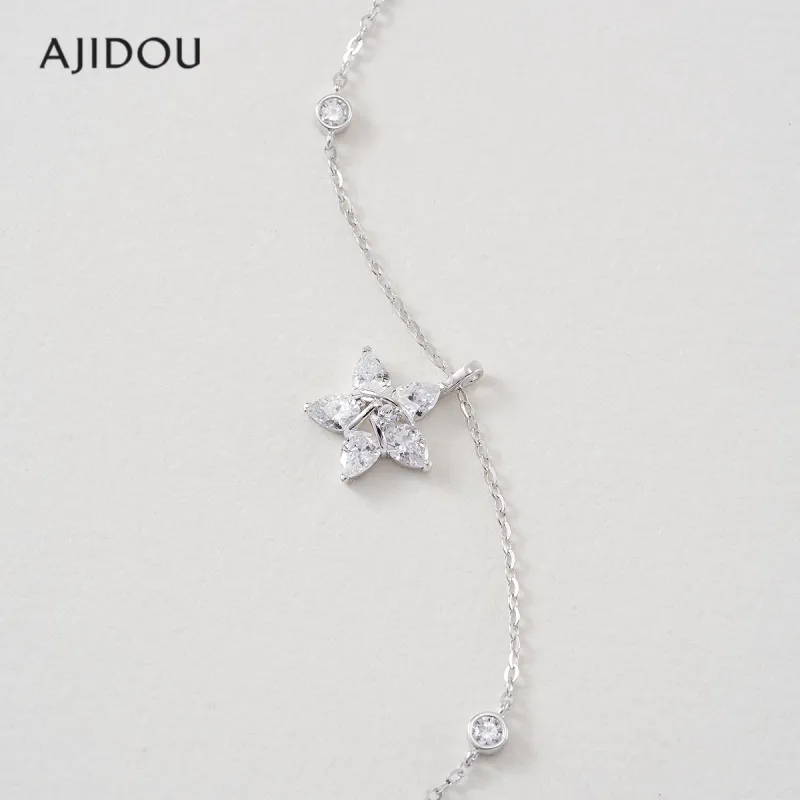 AJIDOU Synthetic Cubic Zirconia Necklaces Women's Silver-2