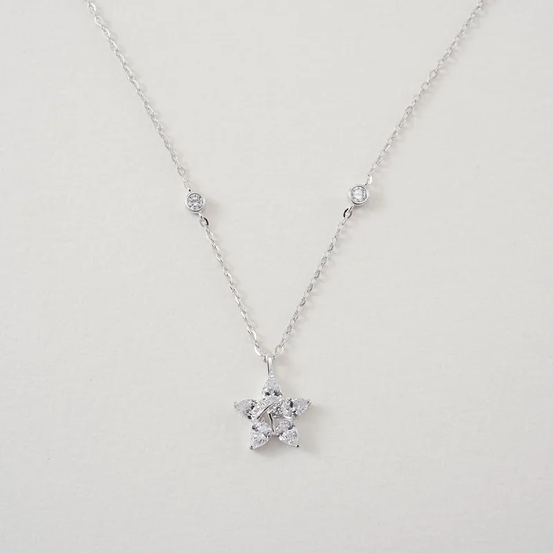 AJIDOU Synthetic Cubic Zirconia Necklaces Women's Silver-1