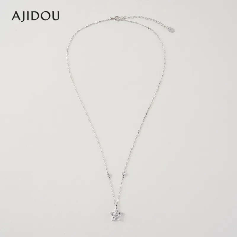 AJIDOU Synthetic Cubic Zirconia Necklaces Women's Silver-3