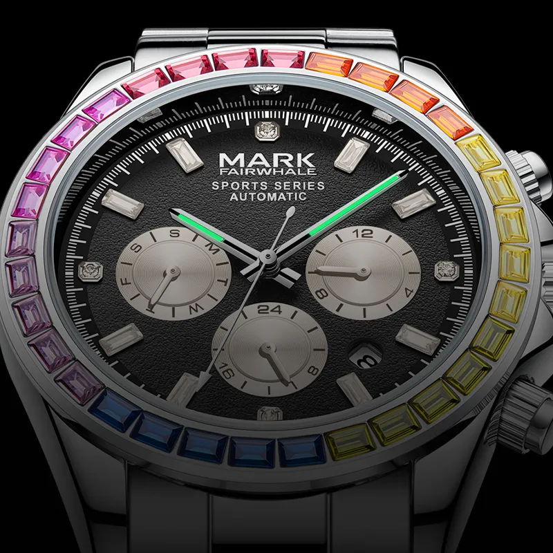 FAIRWHALE Automatic Mechanical Movement Metal Strap Watch Men's Watches Black Dial-6