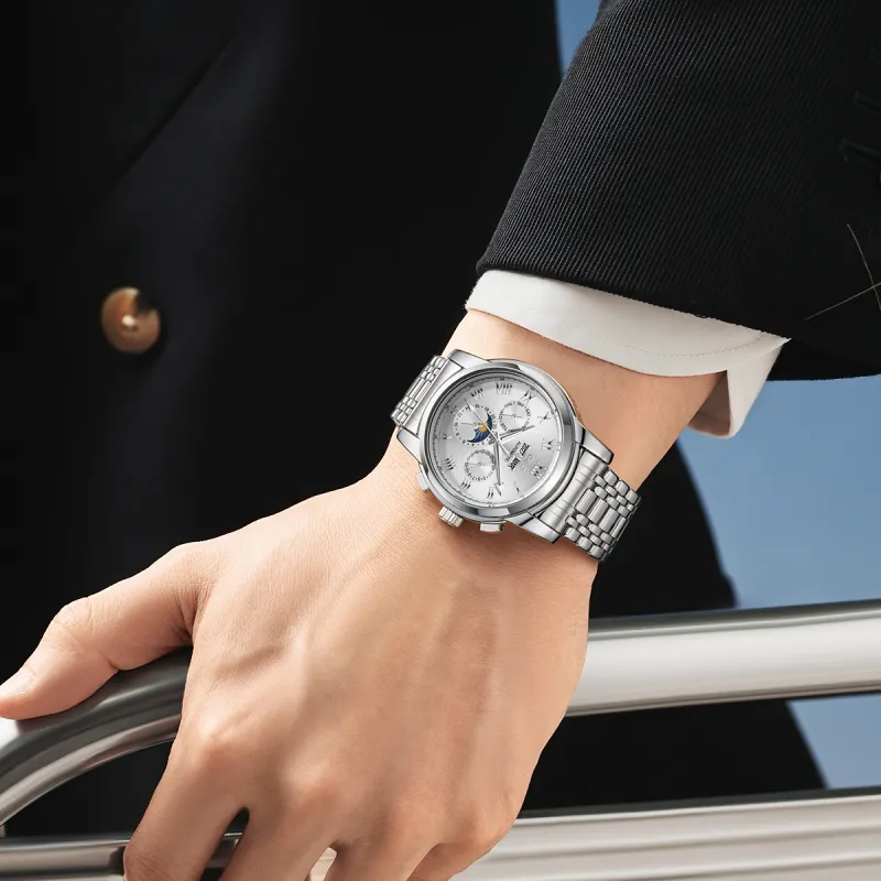 FAIRWHALE CK II Collaboration Automatic Mechanical Movement Metal Strap Watch Men's Watches Black Dial-9