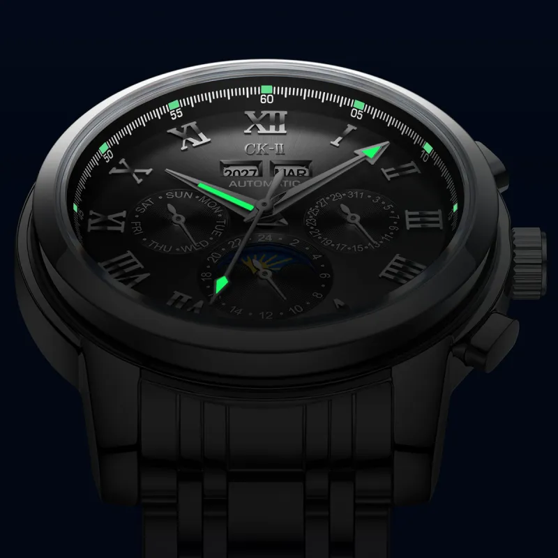 FAIRWHALE CK II Collaboration Automatic Mechanical Movement Metal Strap Watch Men's Watches Black Dial-6
