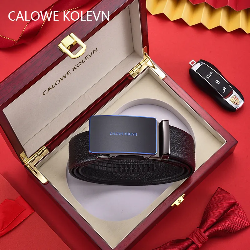 CALOWE KOLEVN Top Grain Cow Leather Belt Gift Box Set Men's 3.5cm-1