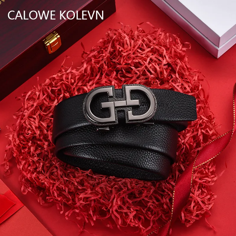 CALOWE KOLEVN Top Grain Cow Leather Belts Men's Width 3.5cm-4