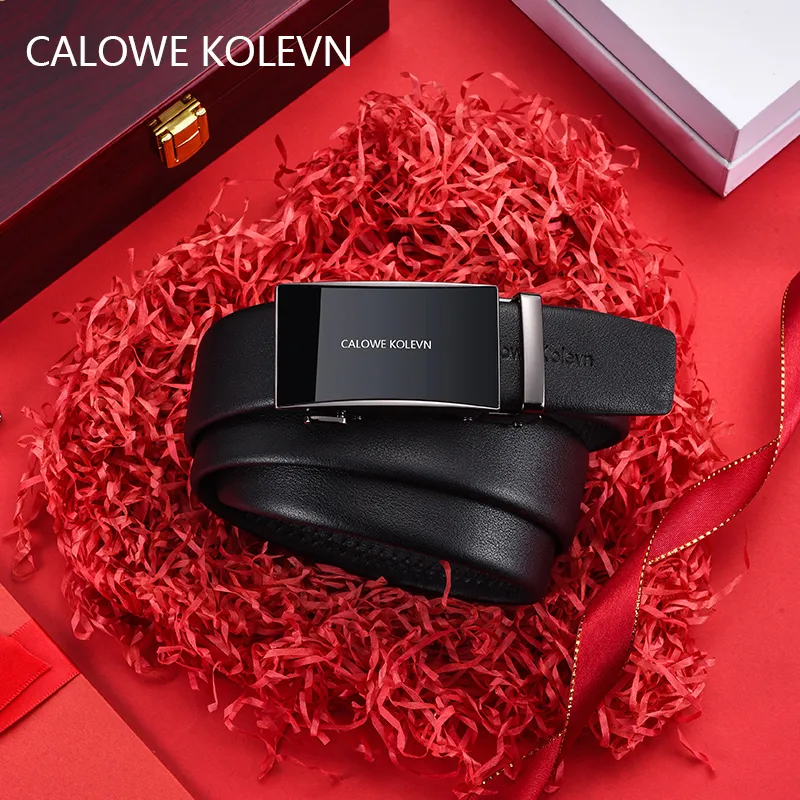 CALOWE KOLEVN Top Grain Cow Leather Belt Gift Box Set Men's 3.5cm-4