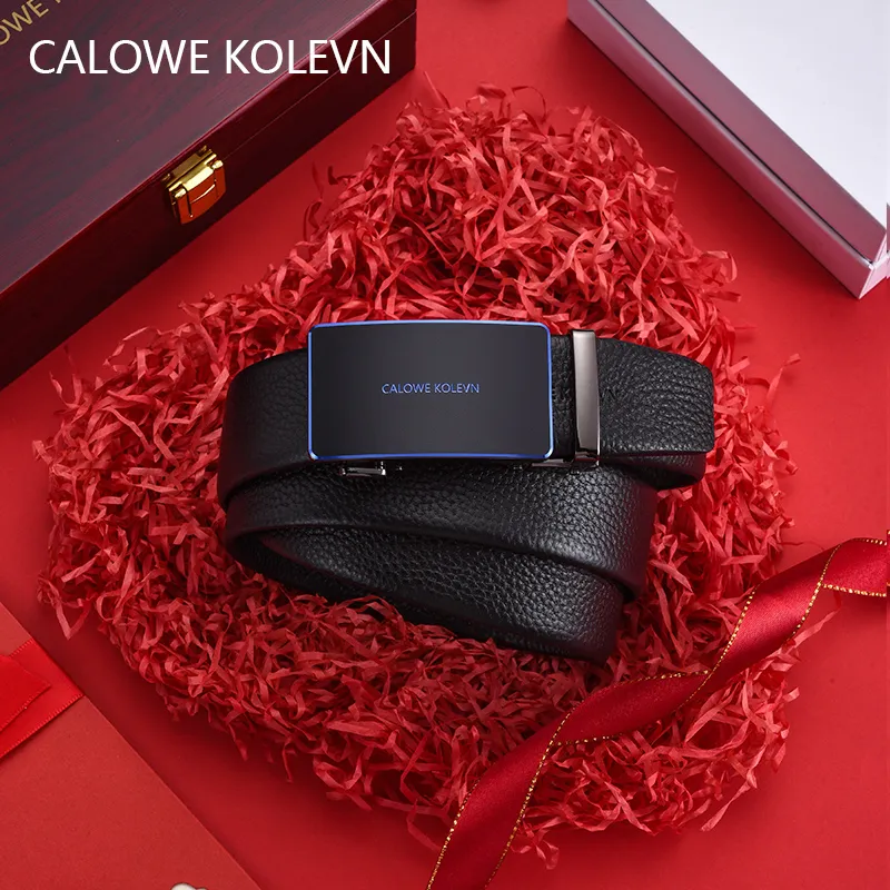 CALOWE KOLEVN Top Grain Cow Leather Belt Gift Box Set Men's 3.5cm-4