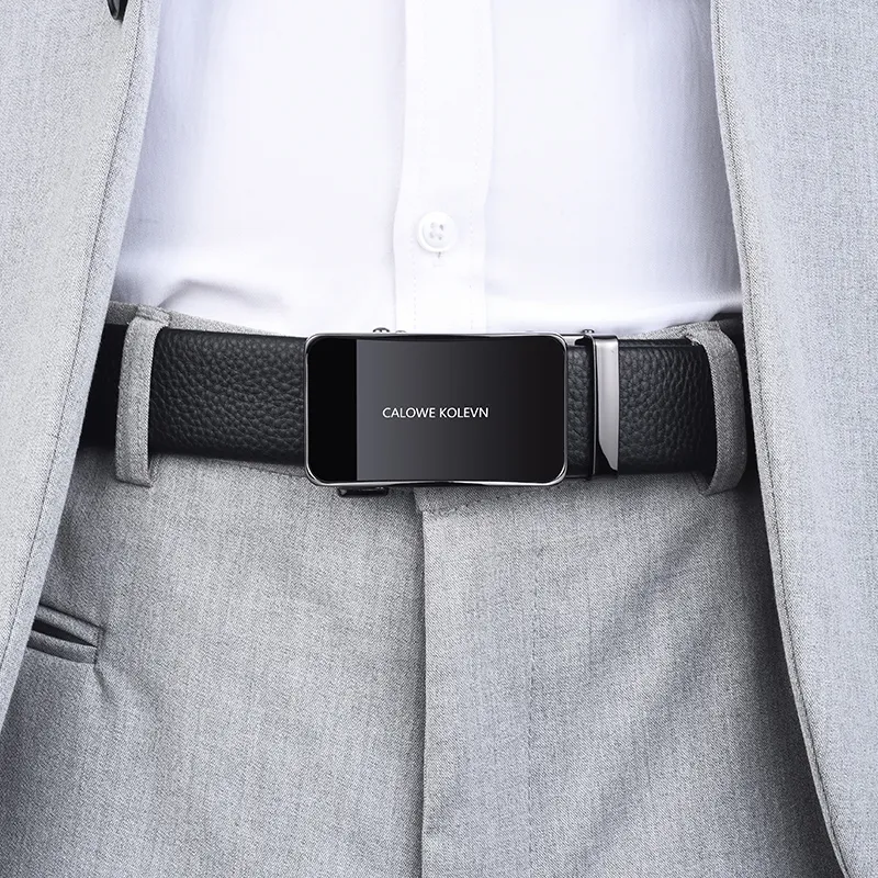 CALOWE KOLEVN Top Grain Cow Leather Belt Gift Box Set Men's 3.5cm-5