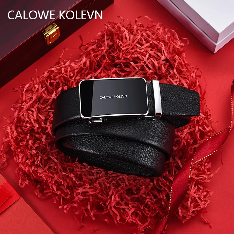 CALOWE KOLEVN Top Grain Cow Leather Belt Gift Box Set Men's 3.5cm-15