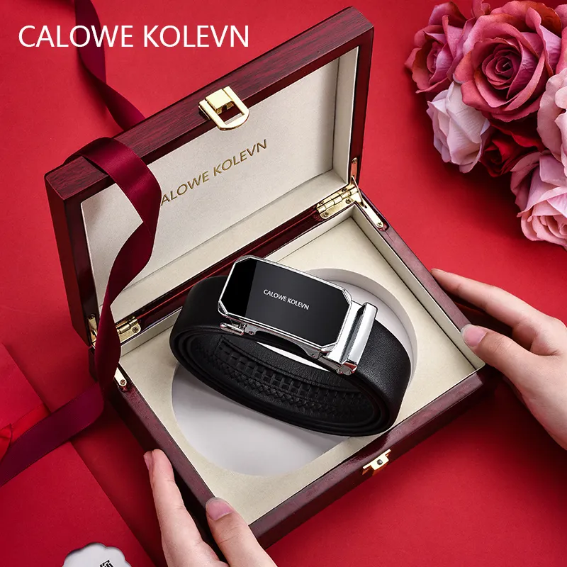 CALOWE KOLEVN Top Grain Cow Leather Premium Gift Box Set Belt Men's 3.5cm-11