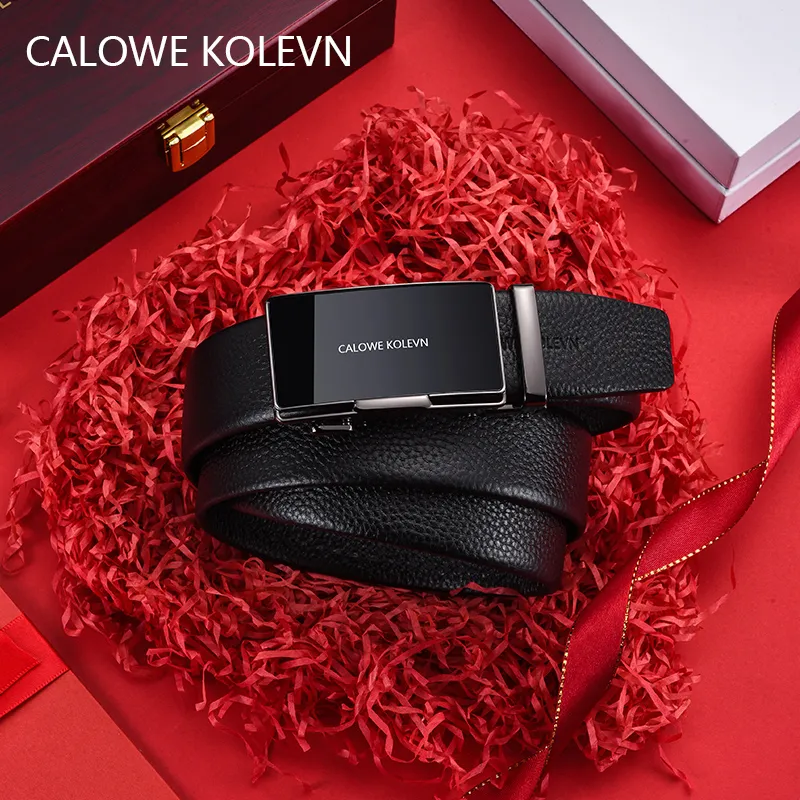 CALOWE KOLEVN Top Grain Cow Leather Belt Gift Box Set Men's 3.5cm-4