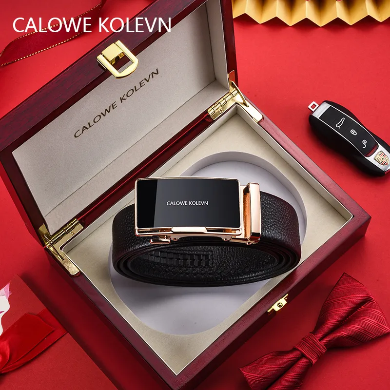 CALOWE KOLEVN Top Grain Cow Leather Belt Gift Box Set Men's 3.5cm-7