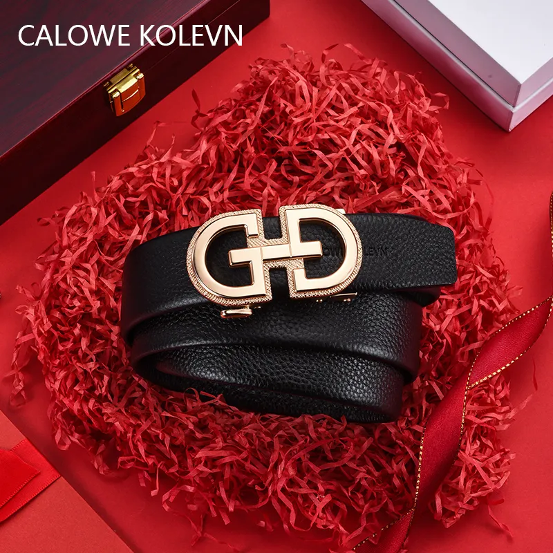 CALOWE KOLEVN Top Grain Cow Leather Belts Men's Width 3.5cm-10