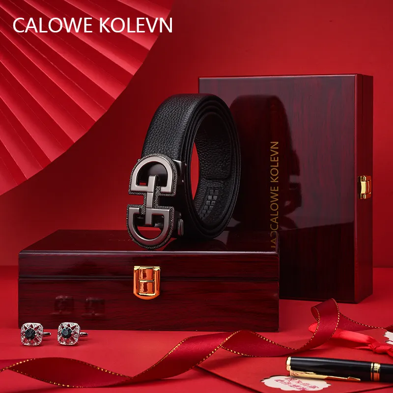 CALOWE KOLEVN Top Grain Cow Leather Belts Men's Width 3.5cm-3