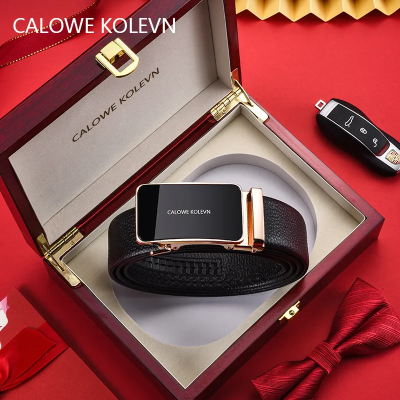 CALOWE KOLEVN Top Grain Cow Leather Belt Gift Box Set Men's 3.5cm-7