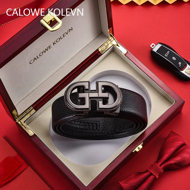CALOWE KOLEVN Top Grain Cow Leather Belts Men's Width 3.5cm-1