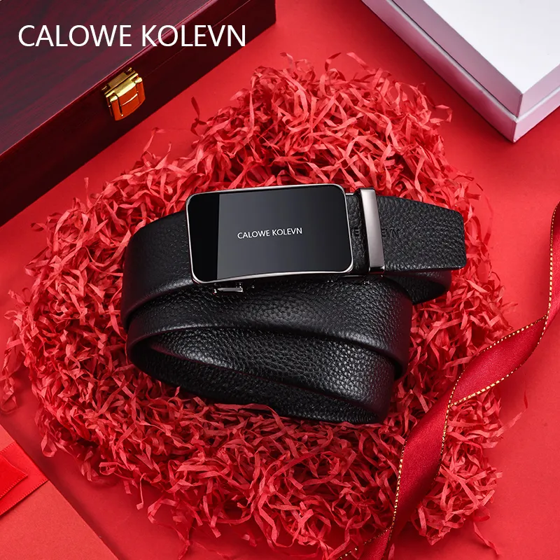 CALOWE KOLEVN Top Grain Cow Leather Belt Gift Box Set Men's 3.5cm-4