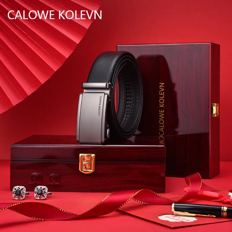 CALOWE KOLEVN Top Grain Cow Leather Belts Men's 3.5cm-3