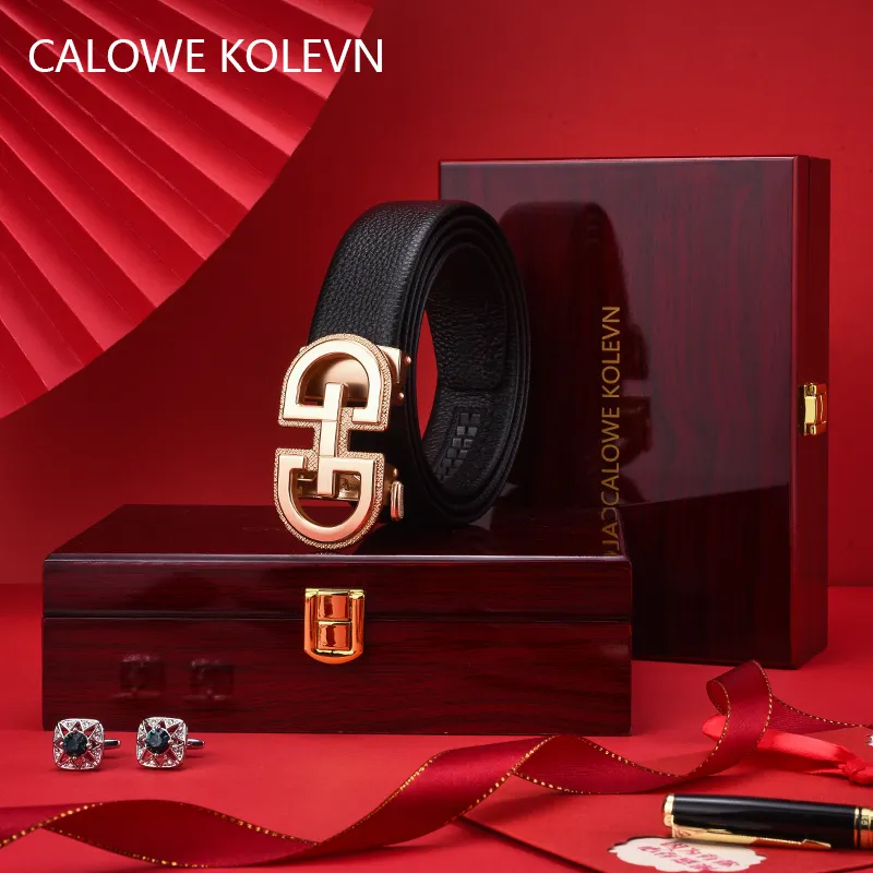 CALOWE KOLEVN Top Grain Cow Leather Belts Men's Width 3.5cm-9