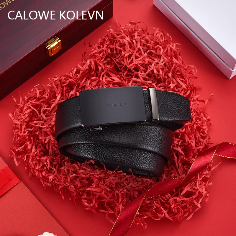 CALOWE KOLEVN Top Grain Cow Leather Belt Gift Box Set Men's 3.5cm-10