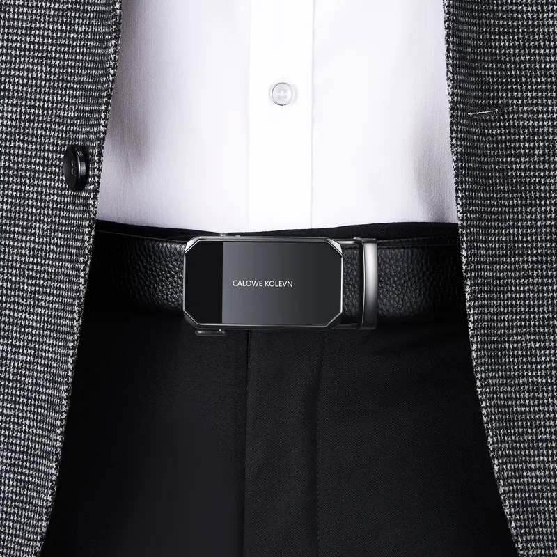 CALOWE KOLEVN Top Grain Cow Leather Premium Gift Box Set Belt Men's 3.5cm-3