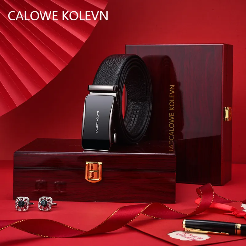 CALOWE KOLEVN Top Grain Cow Leather Belts Men's 3.5cm-3