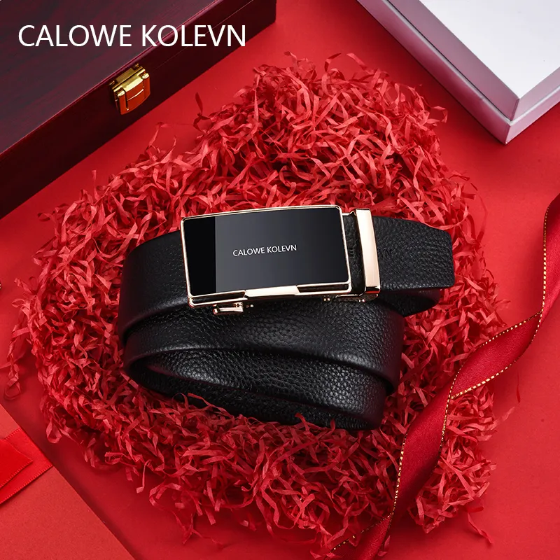 CALOWE KOLEVN Top Grain Cow Leather Belt Gift Box Set Men's 3.5cm-10