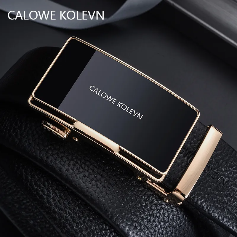 CALOWE KOLEVN Top Grain Cow Leather Belt Gift Box Set Men's 3.5cm-8