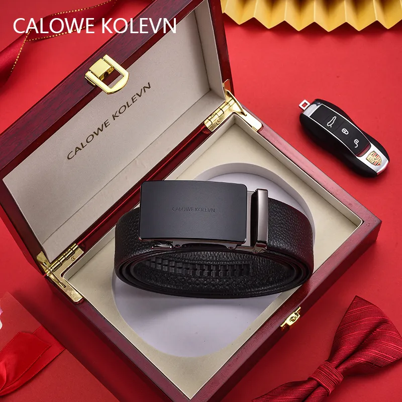 CALOWE KOLEVN Top Grain Cow Leather Belt Gift Box Set Men's 3.5cm-7