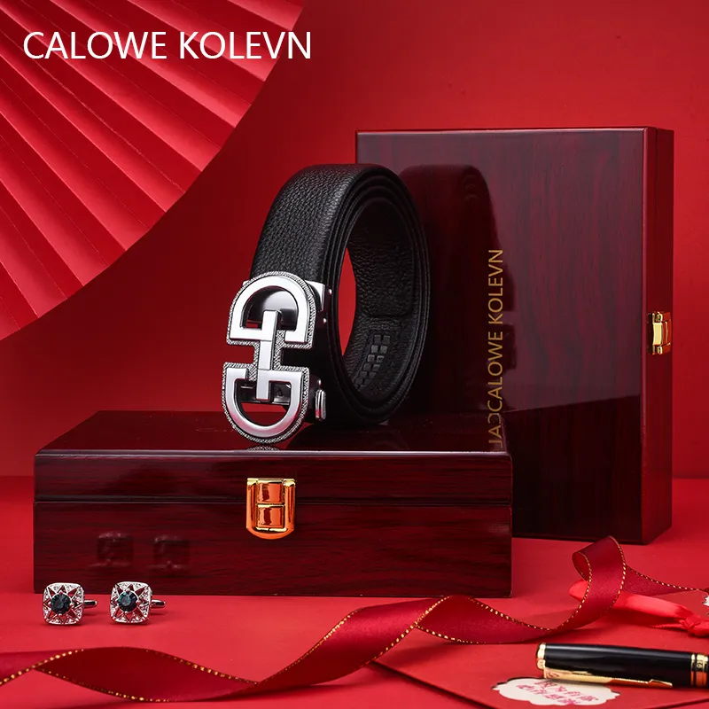 CALOWE KOLEVN Top Grain Cow Leather Belts Men's Width 3.5cm-14