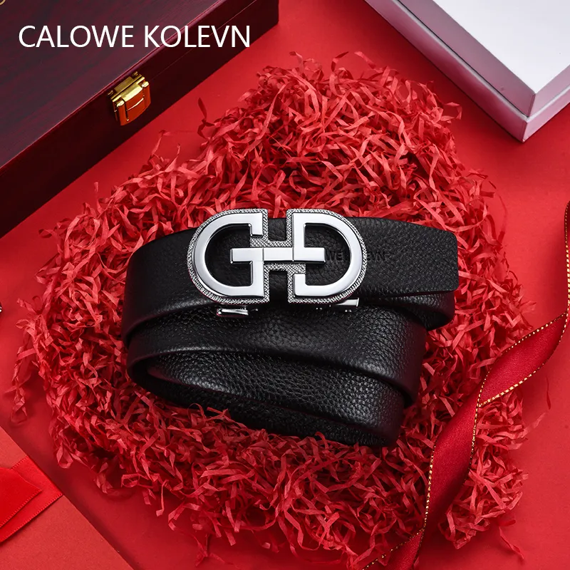 CALOWE KOLEVN Top Grain Cow Leather Belts Men's Width 3.5cm-15