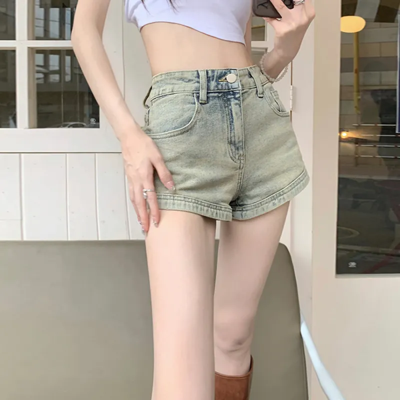 Fashion Denim Shorts Women's Classic Vintage Blue-5