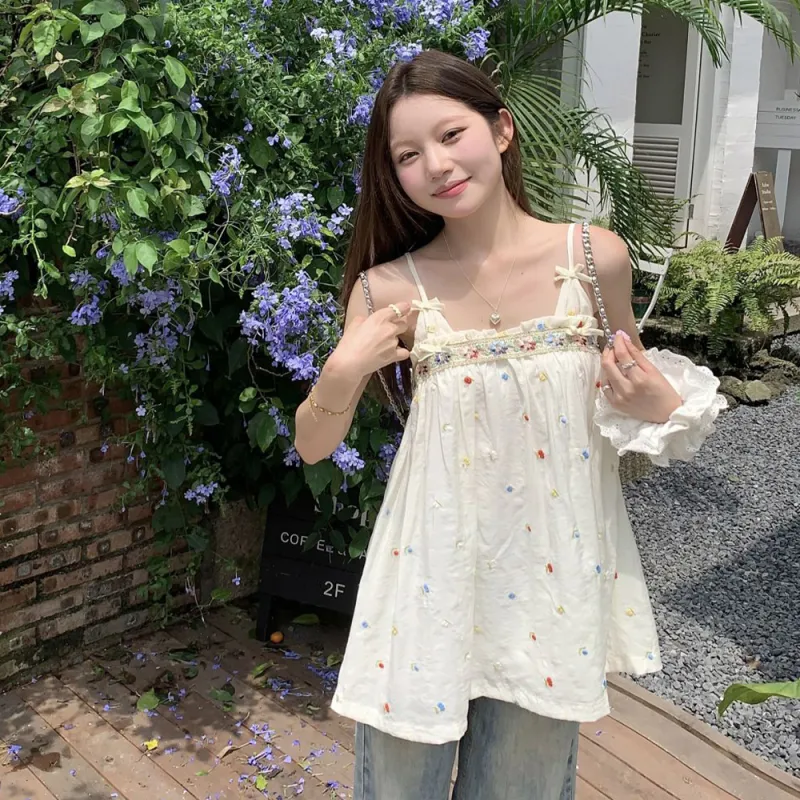 SDN by41 Camisoles Women's Embroidery Babydoll Top-2