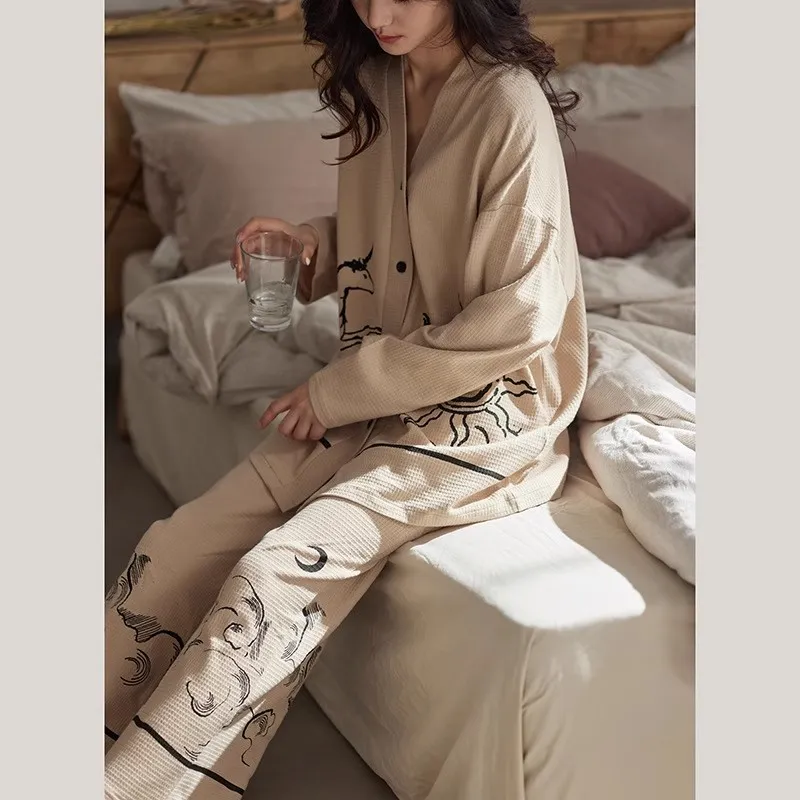 GRACE TOPIC Pajama Set Women's Khaki-3