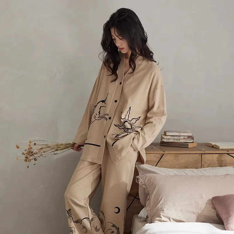 GRACE TOPIC Pajama Set Women's Khaki-2
