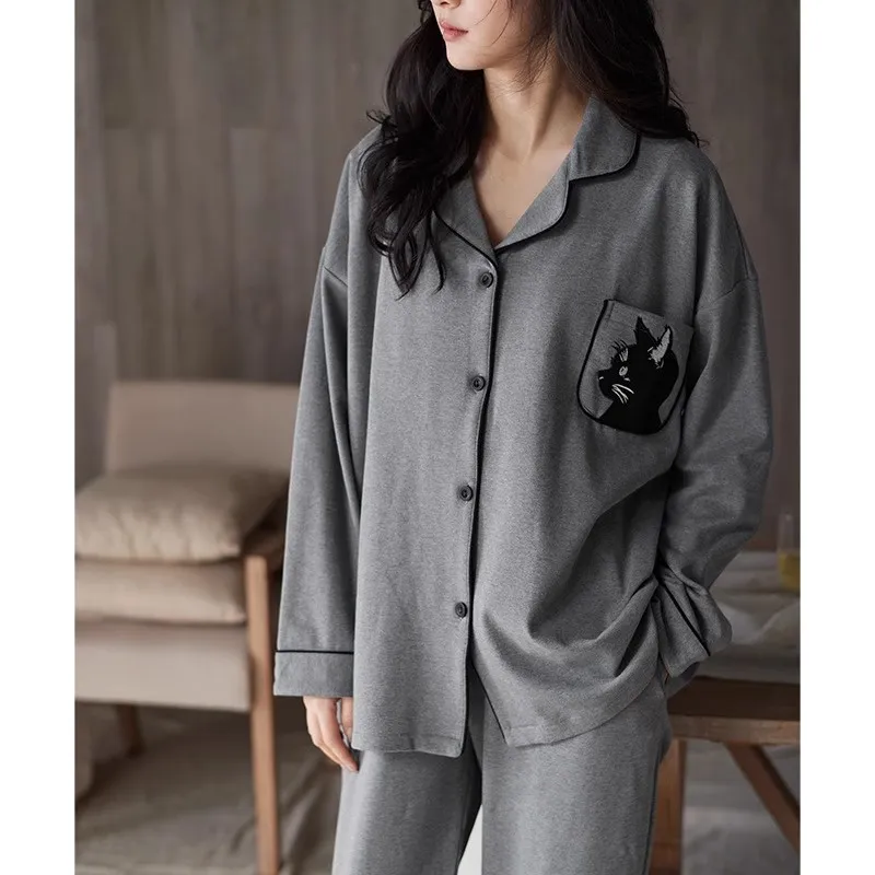 GRACE TOPIC Pajama Set Women's Gray-3