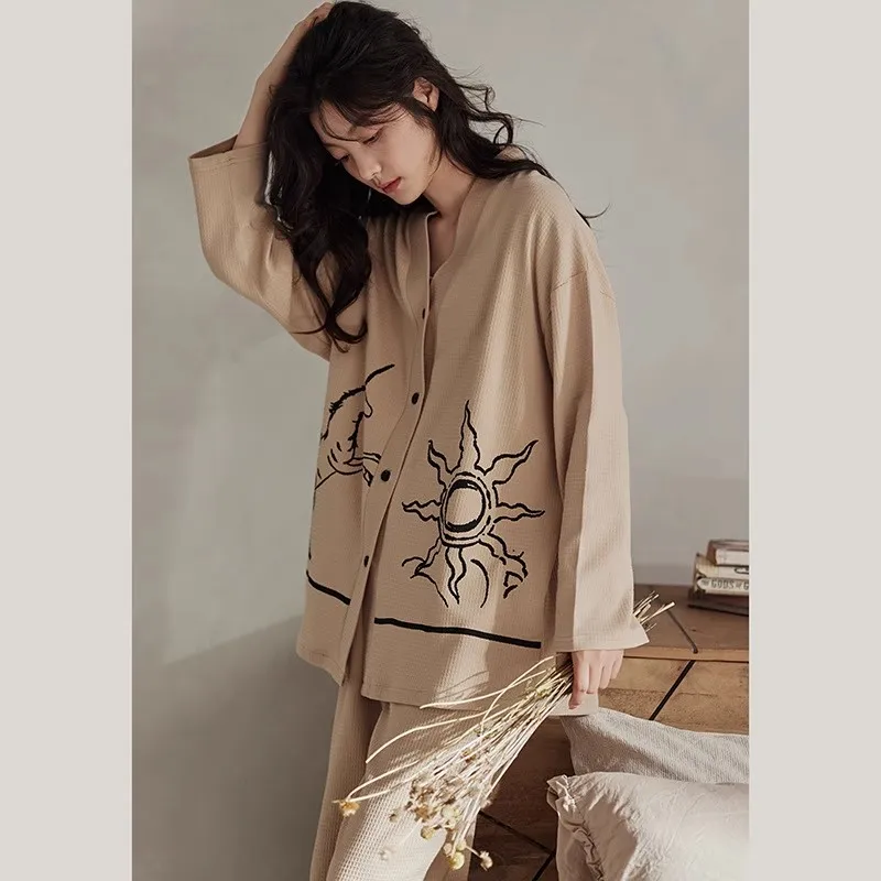 GRACE TOPIC Pajama Set Women's Khaki-4
