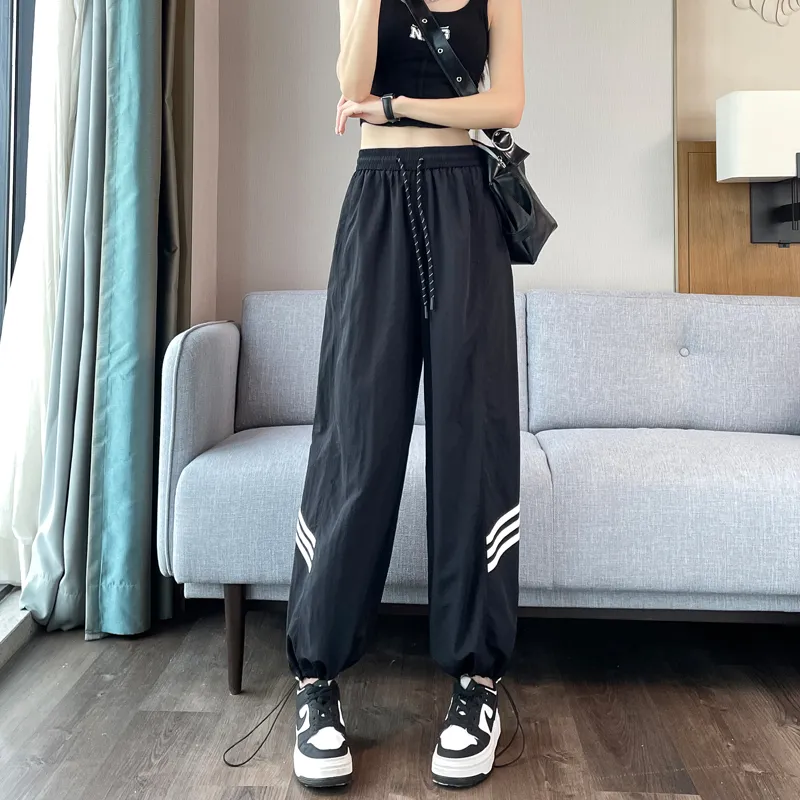 HTHK Casual Pants Women's Black/Ecru/Red-1