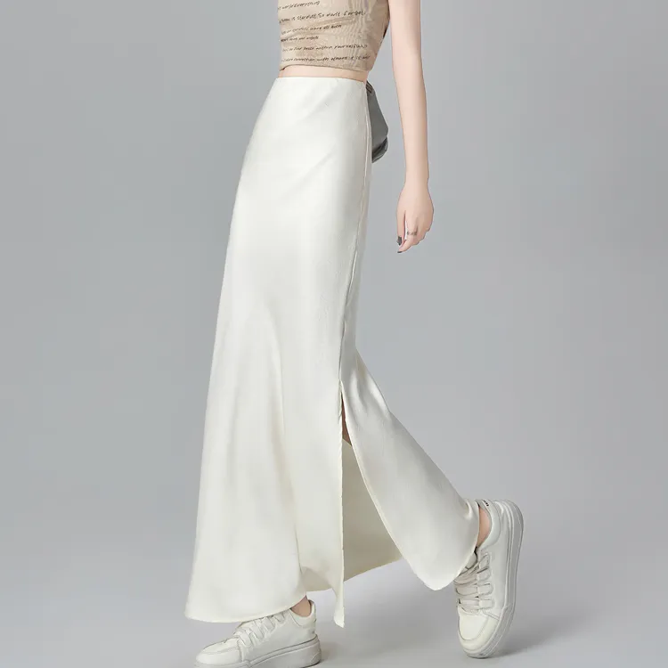 HTHK Casual Long Skirt Women's Black/White/Gold/Purple-7