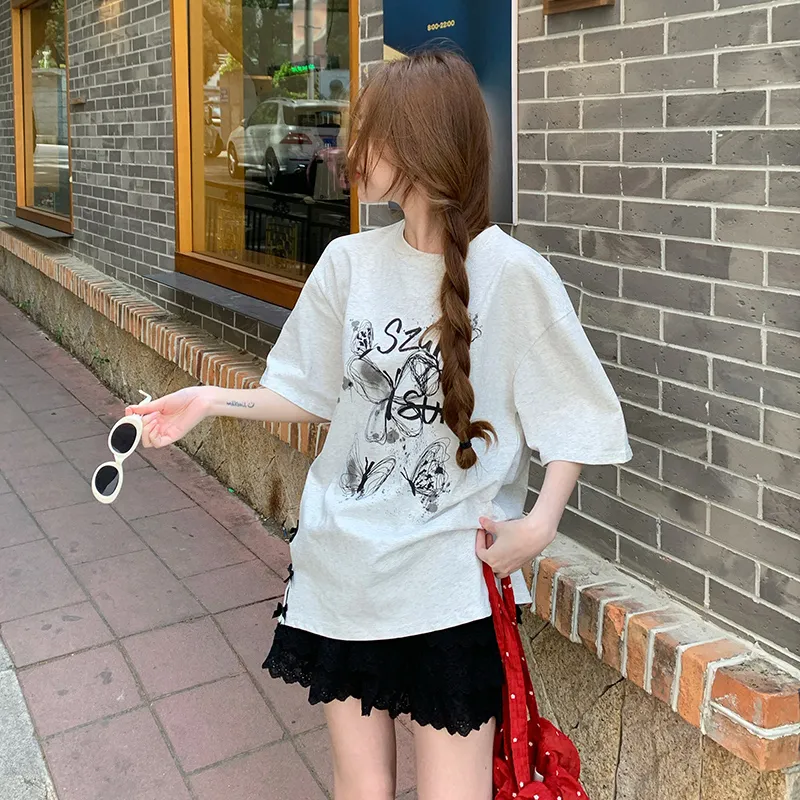 HTHK T Shirts Women's White Gray-3