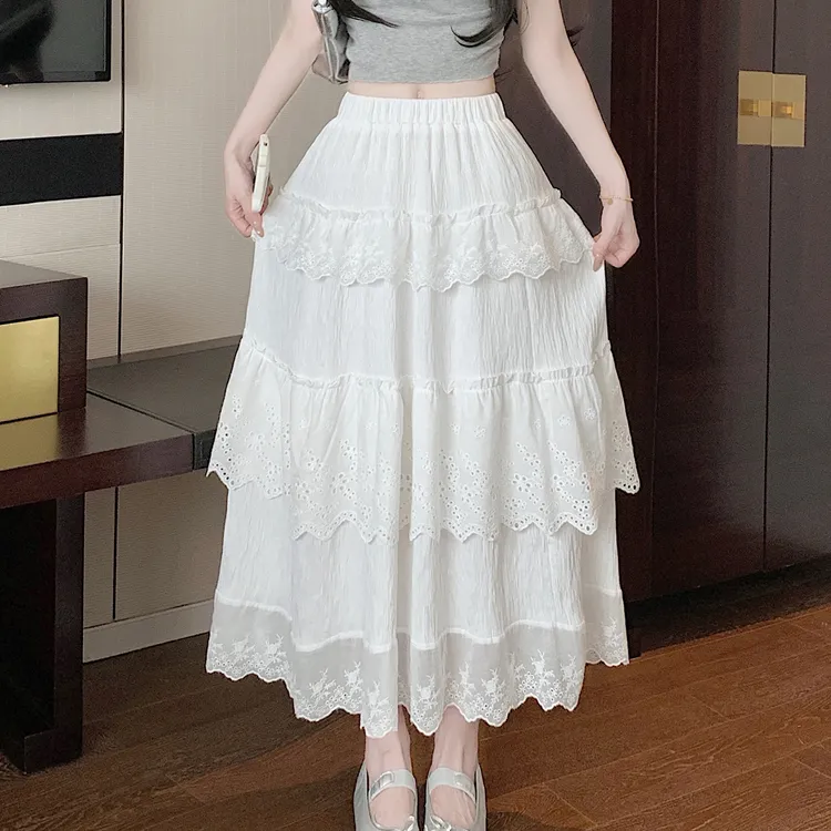 HTHK Casual Long Skirt Women's White-2