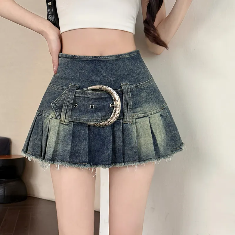 HTHK Denim Short Skirts Women's Blue, Black-2