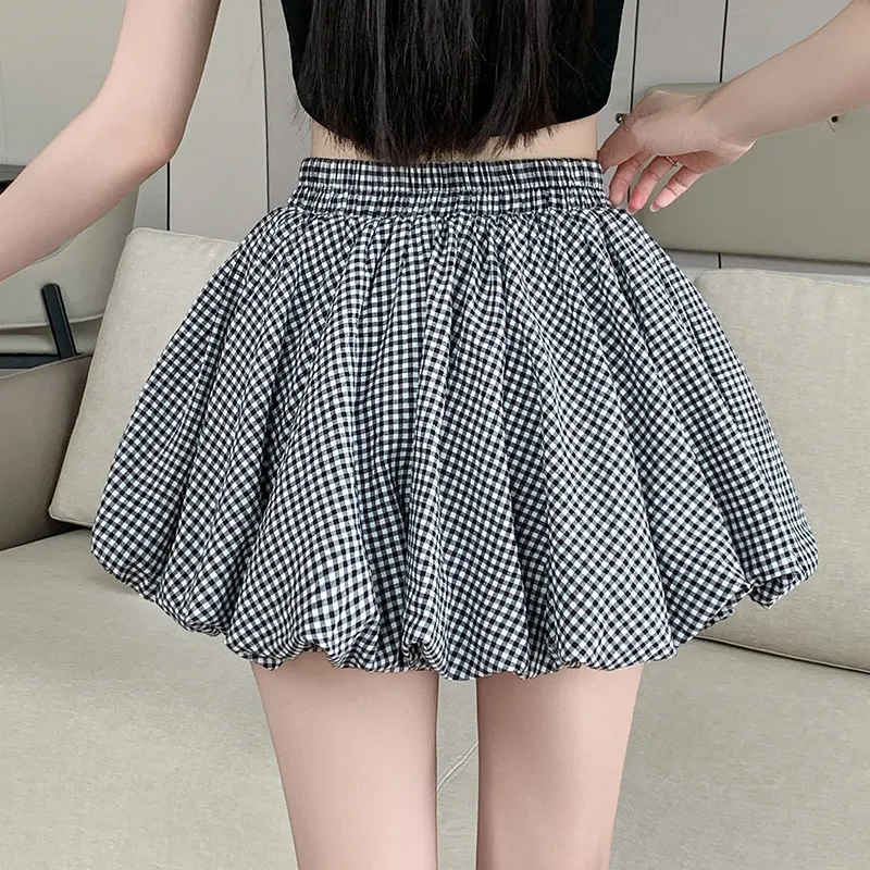 HTHK Casual Short Skirts Women's Black White-1