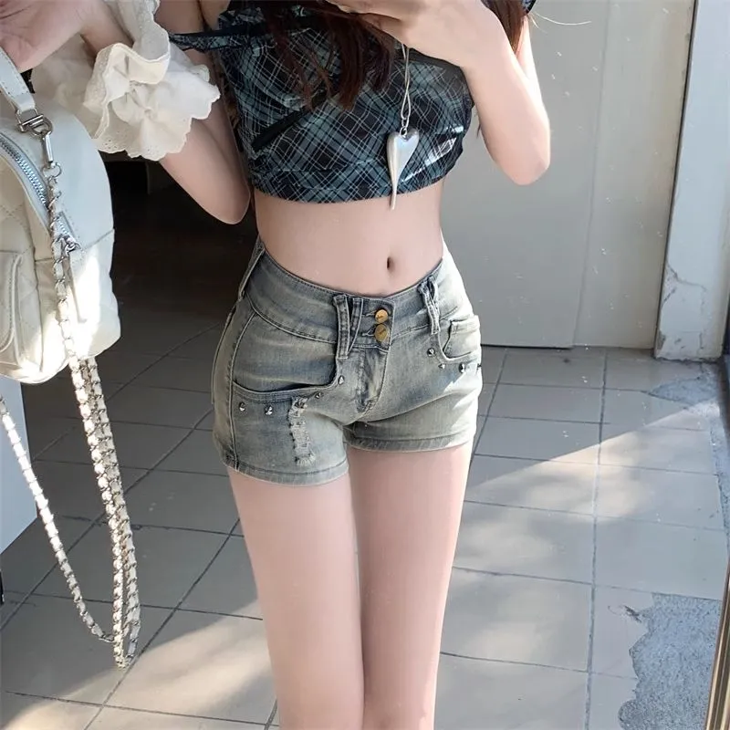 HTHK Denim Shorts Women's Blue-1