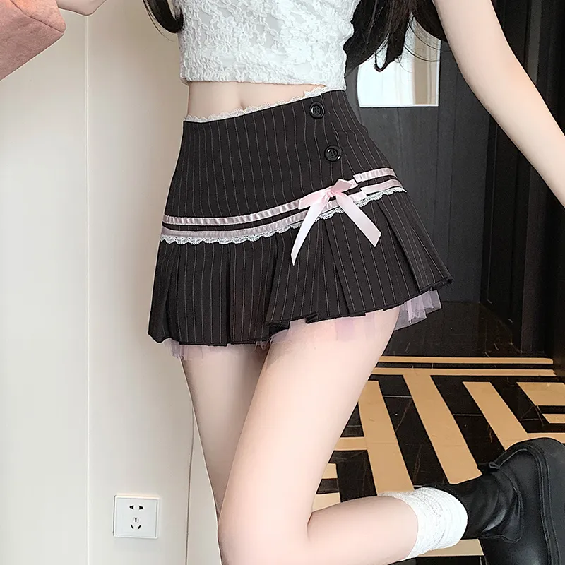 HTHK Casual Short Skirts Women's Black/Pink-8